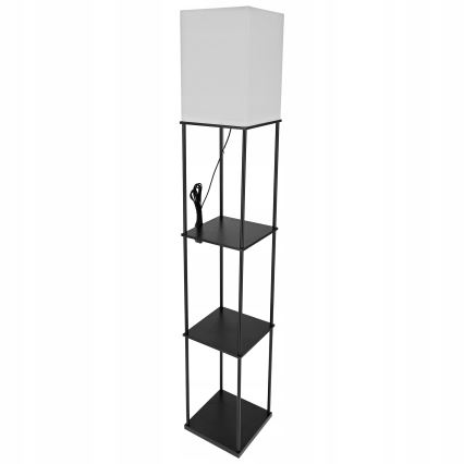 Grīdas lampa ar plauktiem, 1xE27/40W/230V, melna/balta