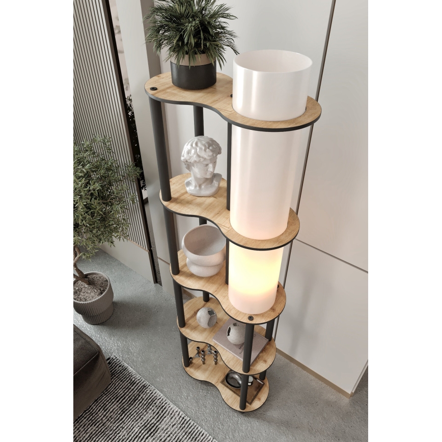 Grīdas lampa ar plauktiem NOTO 1xE27/40W/230V bēša/melna