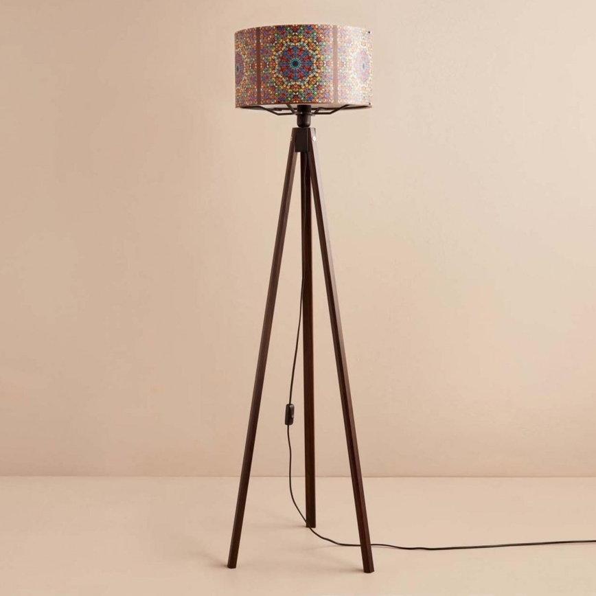 Grīdas lampa AYD 1xE27/40W/230V brūna/daudzkrāsaina