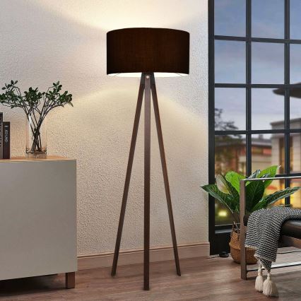Grīdas lampa AYD 1xE27/40W/230V melna/brūna