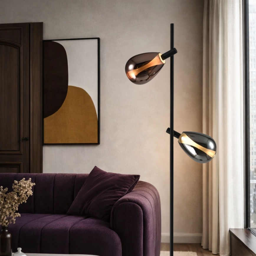 Grīdas lampa DENSO 2xG9/5W/230V melns hroms/vara