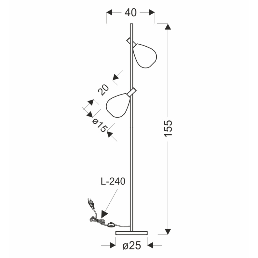 Grīdas lampa DENSO 2xG9/5W/230V melns hroms/vara