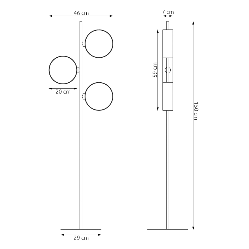 Grīdas lampa DRUMZ 3xE14/10W/230V melna/pelēka
