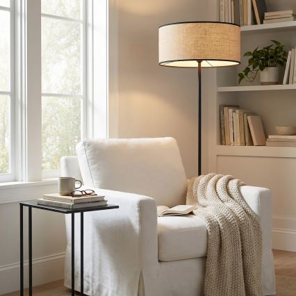 Grīdas lampa ECO 1xE27/15W/230V bēša/ratāns