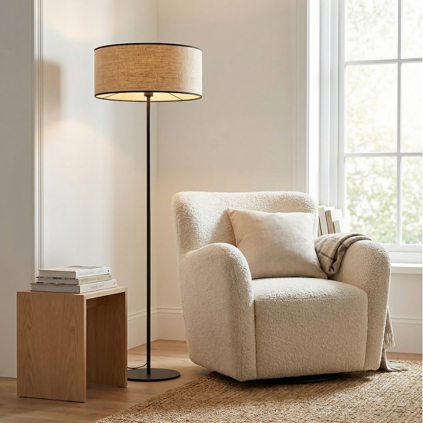 Grīdas lampa ECO 1xE27/15W/230V bēša/ratāns