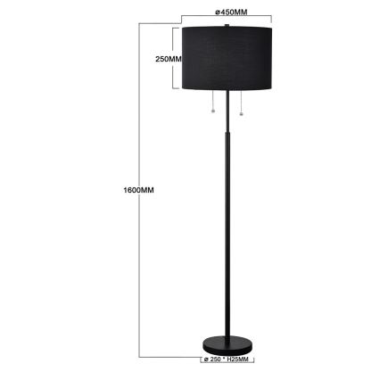 Grīdas lampa FOGO 2xE27/15W/230V melna