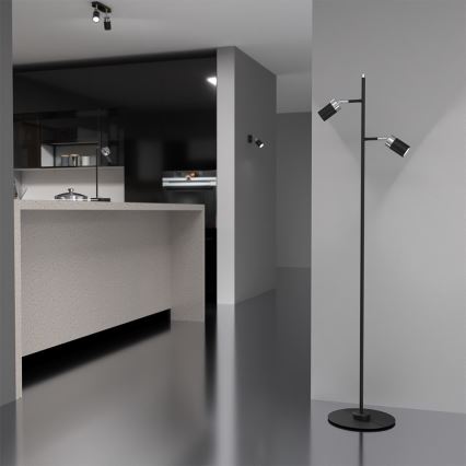 Grīdas lampa JOKER 2xGU10/25W/230V melns/spīdīgs hroms
