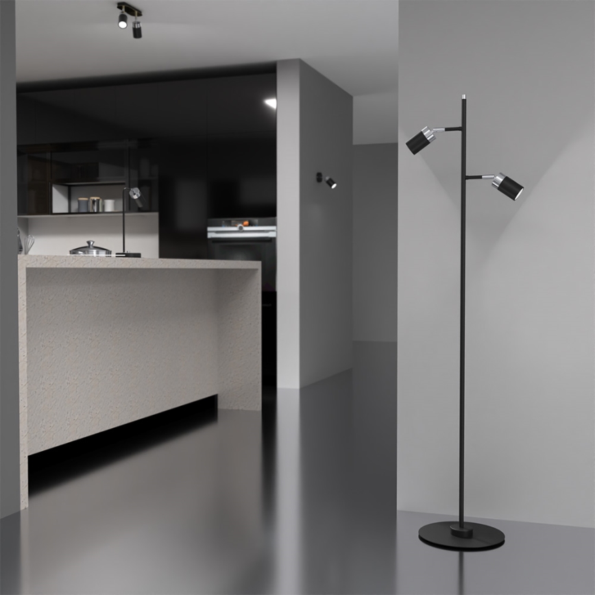 Grīdas lampa JOKER 2xGU10/25W/230V melns/spīdīgs hroms