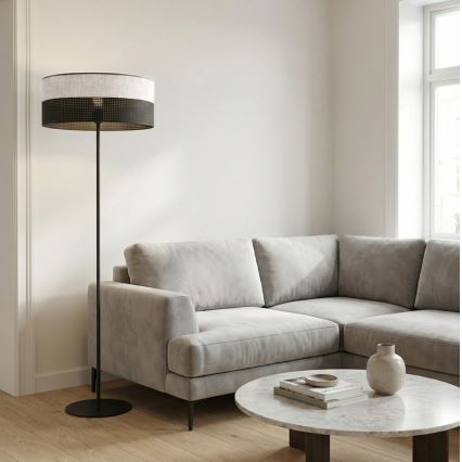 Grīdas lampa KARBON 1xE27/15W/230V melna/pelēka