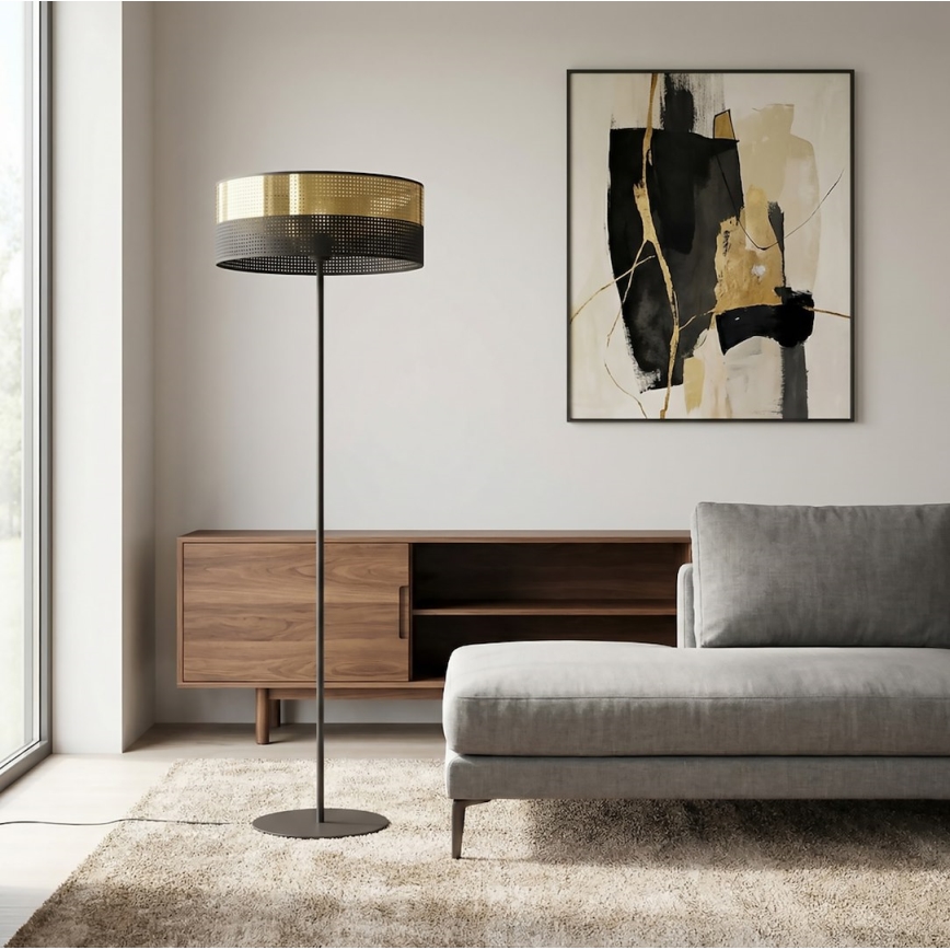 Grīdas lampa LUX 1xE27/15W/230V melna/zelta