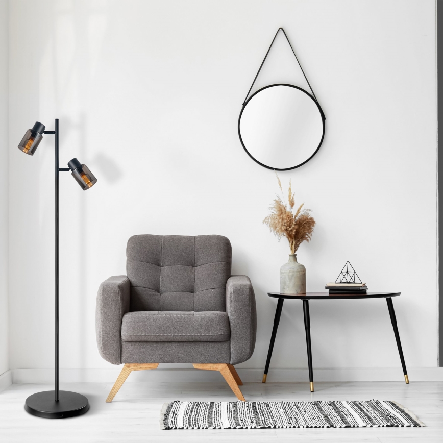 Grīdas lampa REBECCA 2xE14/8W/230V melna/dūmakaina