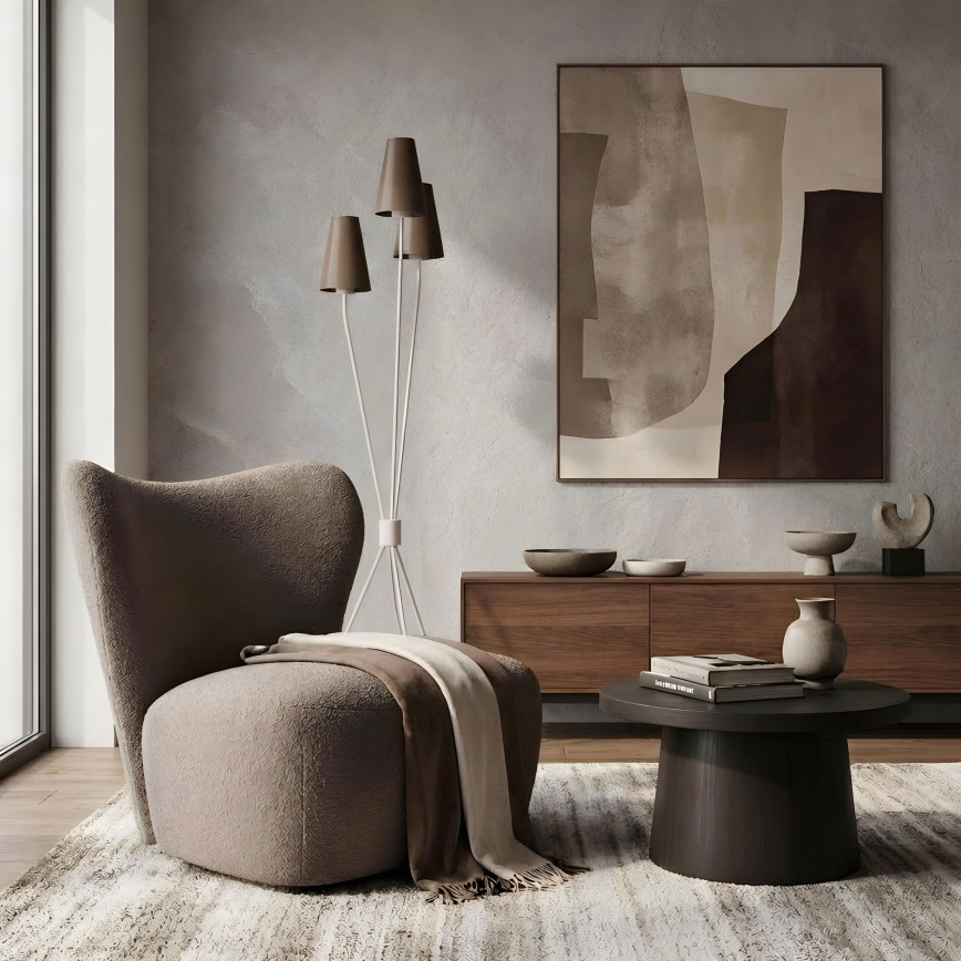 Grīdas lampa TREFOT 3xE14/15W/230V brūna/krēmkrāsaina