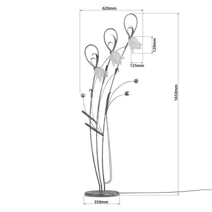 Grīdas lampa TULIPANO 3xE14/40W/230V Murano stikls