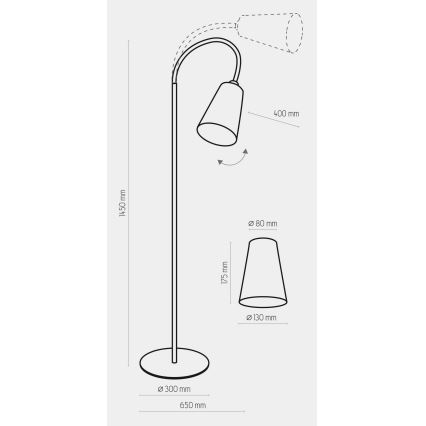 Grīdas lampa WIRE 1xE27/15W/230V melna/zelta