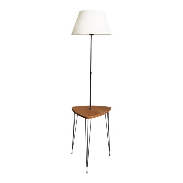 Grīdas stāvlampa ar galdu 1xE27/40W/230V melna/brūna