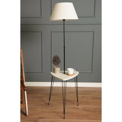 Grīdas stāvlampa ar galdu 1xE27/40W/230V melna/krēmkrāsa