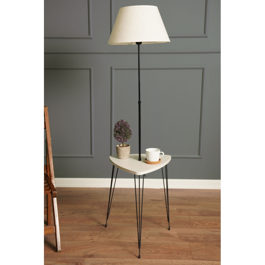 Grīdas stāvlampa ar galdu 1xE27/40W/230V melna/krēmkrāsa
