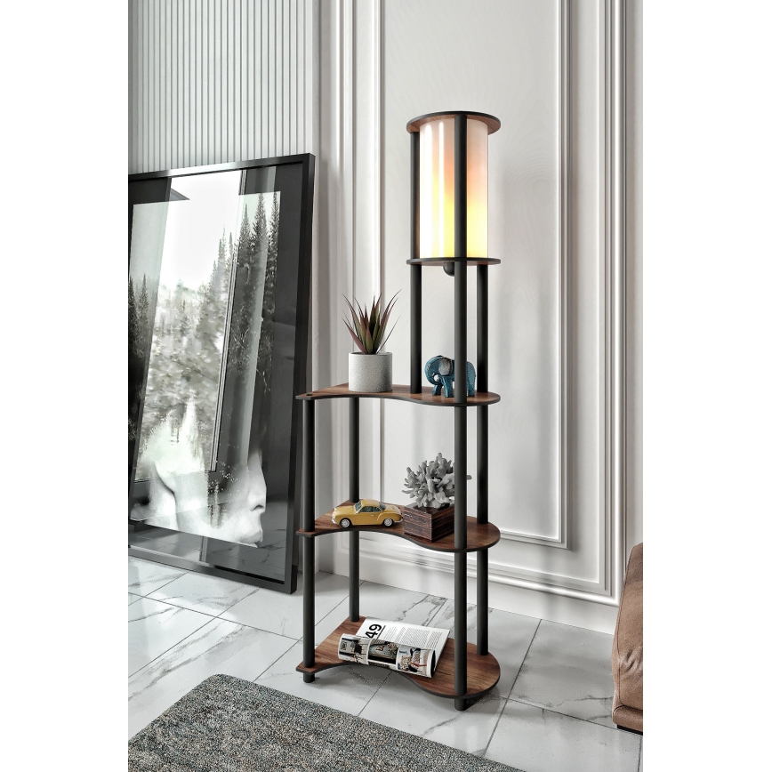 Grīdas stāvlampa ar plauktiem 1xE27/40W/230V 140 cm melna/brūna