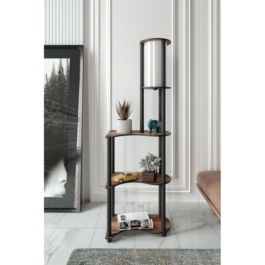 Grīdas stāvlampa ar plauktiem 1xE27/40W/230V 140 cm melna/brūna