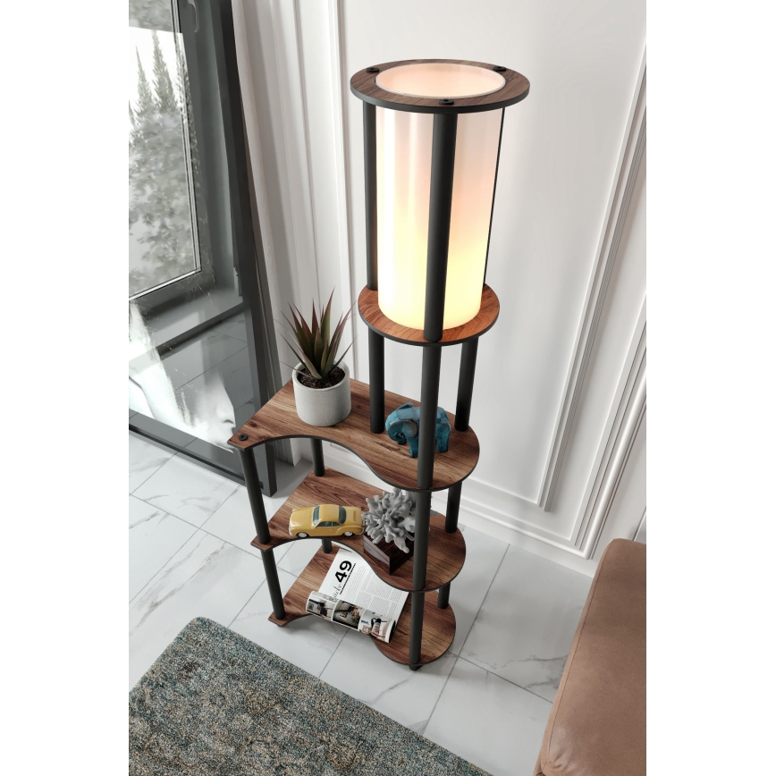 Grīdas stāvlampa ar plauktiem 1xE27/40W/230V 140 cm melna/brūna