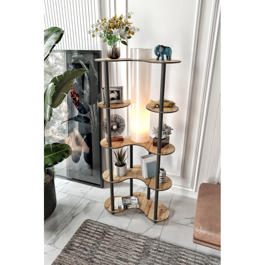 Grīdas stāvlampa ar plauktiem 1xE27/40W/230V 150 cm melna/bēša