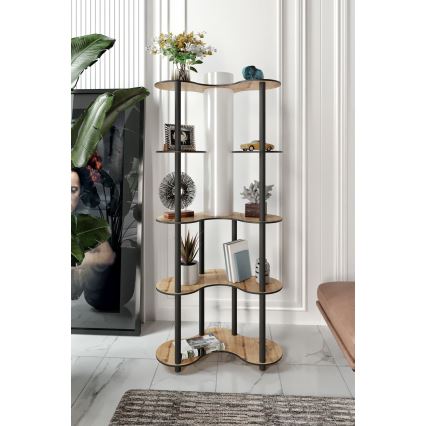 Grīdas stāvlampa ar plauktiem 1xE27/40W/230V 150 cm melna/bēša