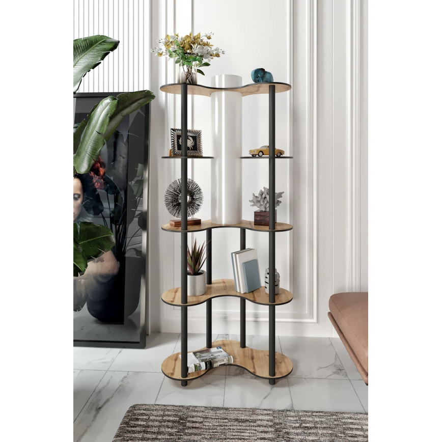 Grīdas stāvlampa ar plauktiem 1xE27/40W/230V 150 cm melna/bēša