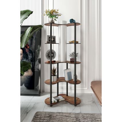 Grīdas stāvlampa ar plauktiem 1xE27/40W/230V 150 cm melna/brūna