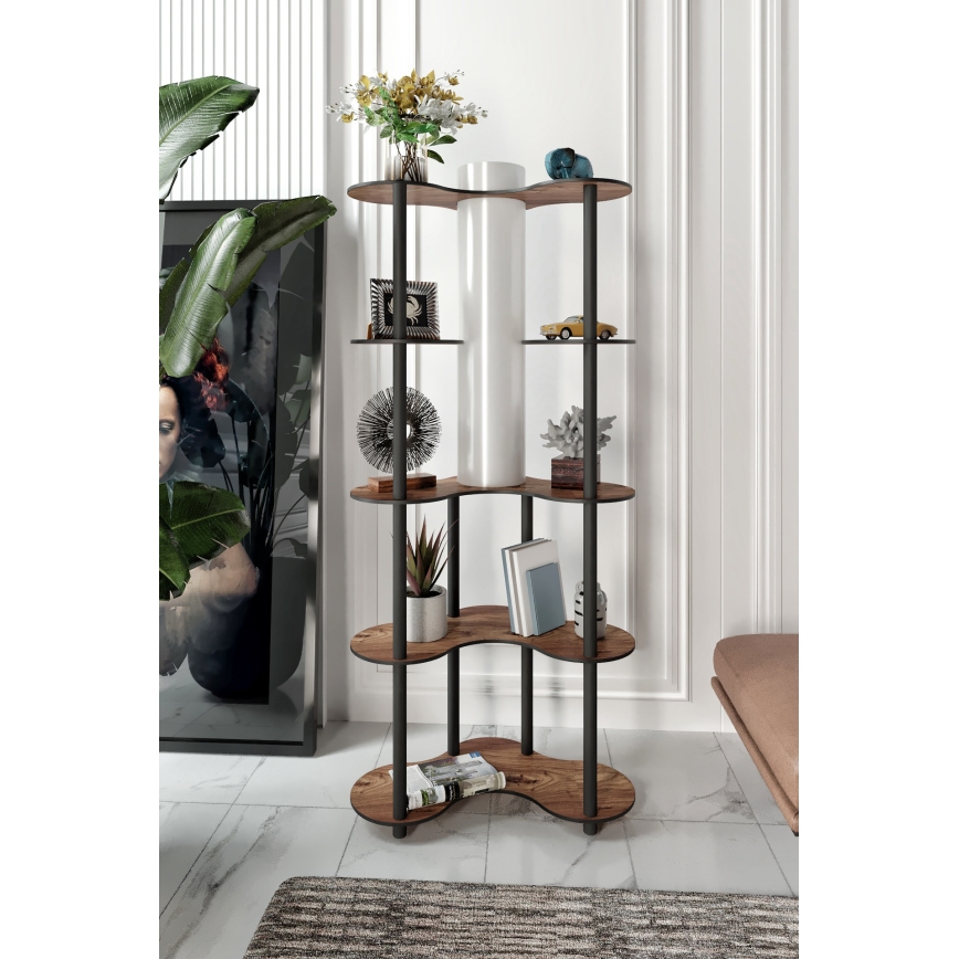 Grīdas stāvlampa ar plauktiem 1xE27/40W/230V 150 cm melna/brūna