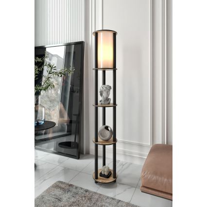 Grīdas stāvlampa ar plauktiem 1xE27/40W/230V 150 cm melna/brūna