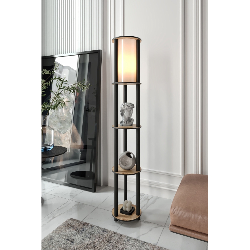 Grīdas stāvlampa ar plauktiem 1xE27/40W/230V 150 cm melna/brūna