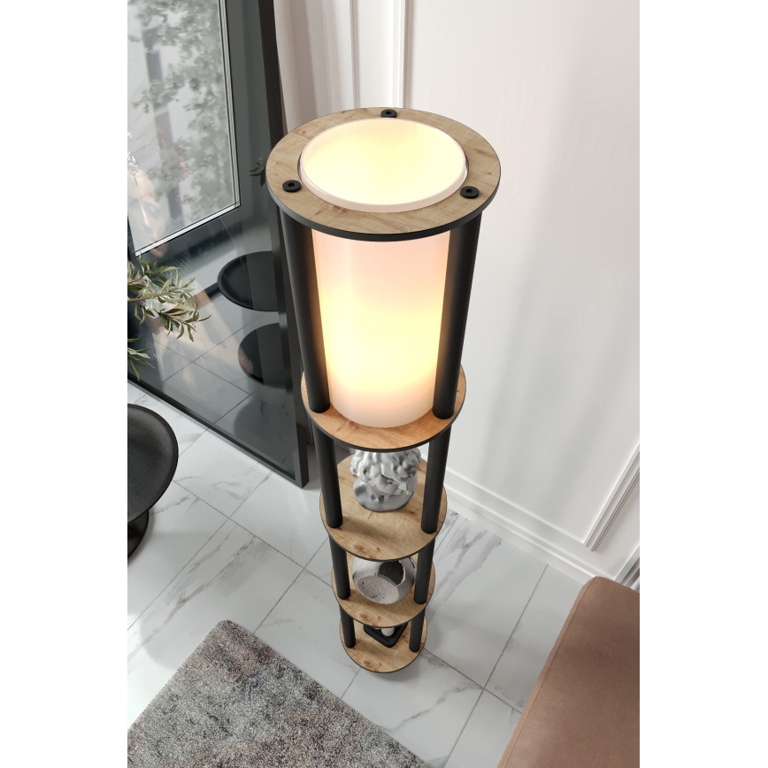 Grīdas stāvlampa ar plauktiem 1xE27/40W/230V 150 cm melna/brūna