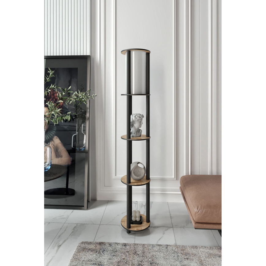 Grīdas stāvlampa ar plauktiem 1xE27/40W/230V 150 cm melna/brūna