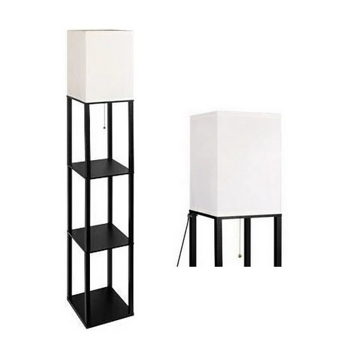 Grīdas stāvlampa ar plauktiem 1xE27/60W/230V melna/balta
