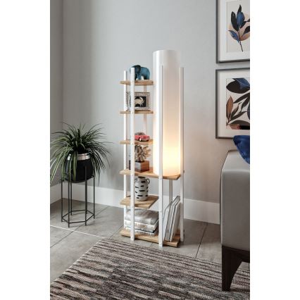 Grīdas stāvlampa ar plauktiem MODA DOR 1xE27/40W/230V balta/brūna