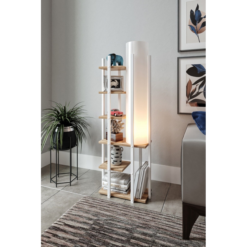 Grīdas stāvlampa ar plauktiem MODA DOR 1xE27/40W/230V balta/brūna