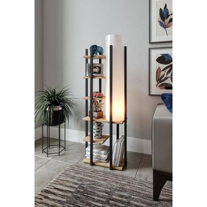 Grīdas stāvlampa ar plauktiem MODA DOR 1xE27/40W/230V melna/brūna