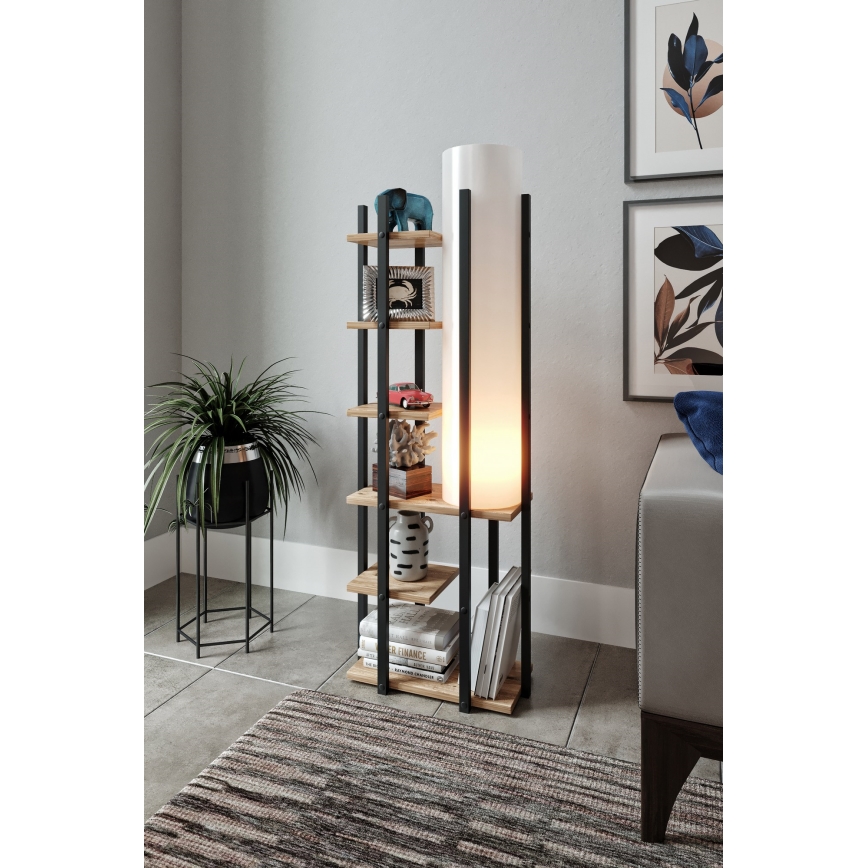 Grīdas stāvlampa ar plauktiem MODA DOR 1xE27/40W/230V melna/brūna
