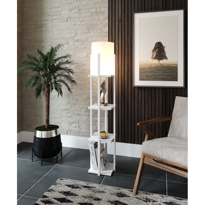 Grīdas stāvlampa ar plauktiem NORA 1xE27/40W/230V balta