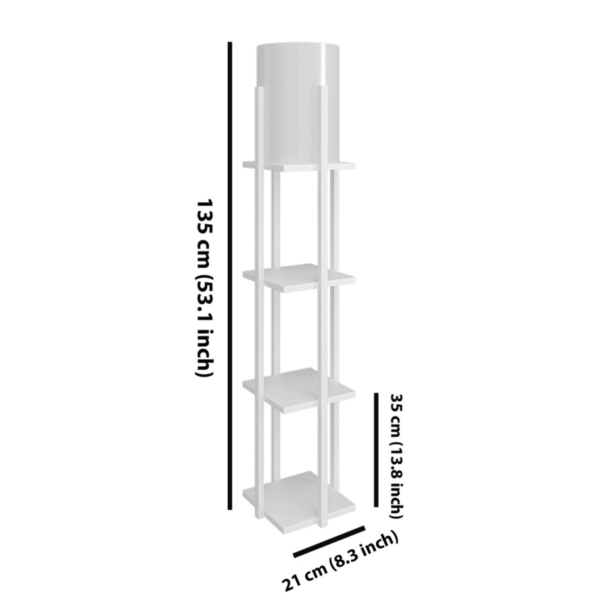 Grīdas stāvlampa ar plauktiem NORA 1xE27/40W/230V balta