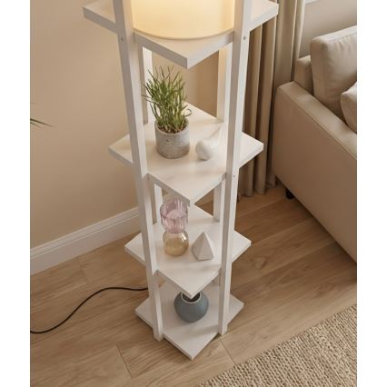 Grīdas stāvlampa ar plauktiem NORA 1xE27/40W/230V balta