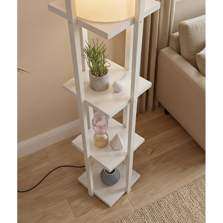 Grīdas stāvlampa ar plauktiem NORA 1xE27/40W/230V balta