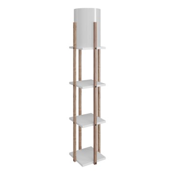 Grīdas stāvlampa ar plauktiem NORA 1xE27/40W/230V brūna/balta