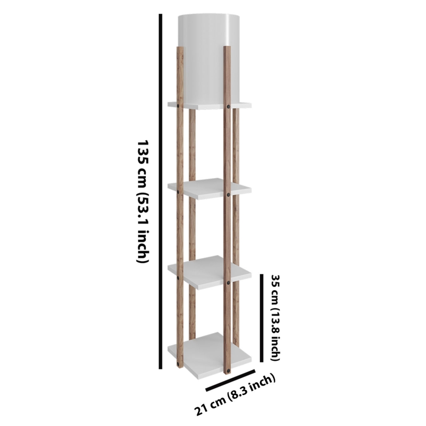 Grīdas stāvlampa ar plauktiem NORA 1xE27/40W/230V brūna/balta