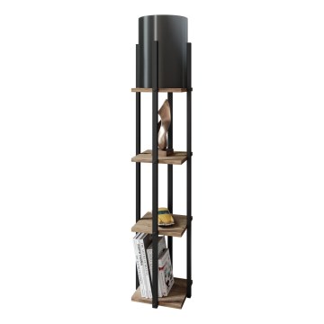 Grīdas stāvlampa ar plauktiem NORA 1xE27/40W/230V melna/brūna