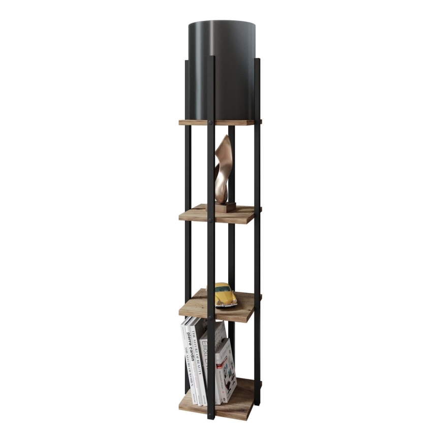 Grīdas stāvlampa ar plauktiem NORA 1xE27/40W/230V melna/brūna