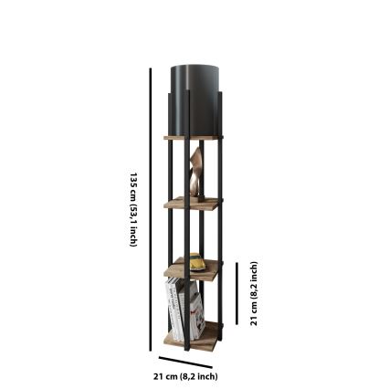 Grīdas stāvlampa ar plauktiem NORA 1xE27/40W/230V melna/brūna