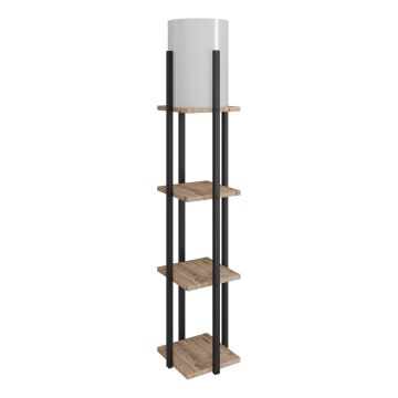 Grīdas stāvlampa ar plauktiem NORA 1xE27/40W/230V melna/brūna