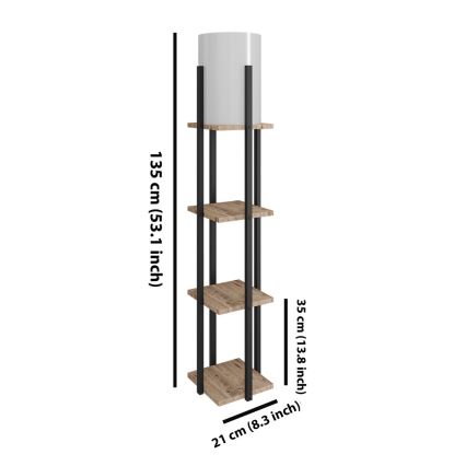 Grīdas stāvlampa ar plauktiem NORA 1xE27/40W/230V melna/brūna