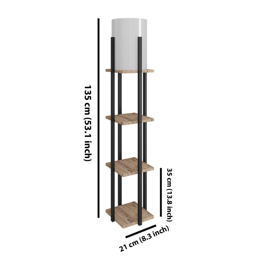 Grīdas stāvlampa ar plauktiem NORA 1xE27/40W/230V melna/brūna